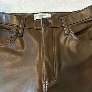 Abercrombie & Fitch Chocolate Faux Leather Trousers